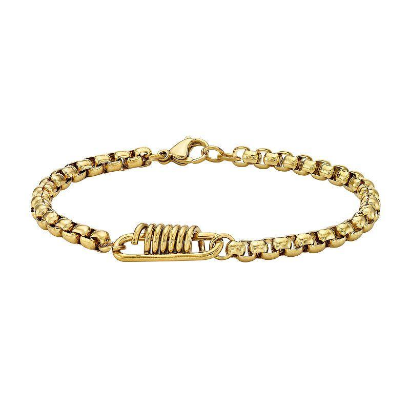 Mens LYNX Gold Tone Stainless Steel Box Chain Bracelet Product Image