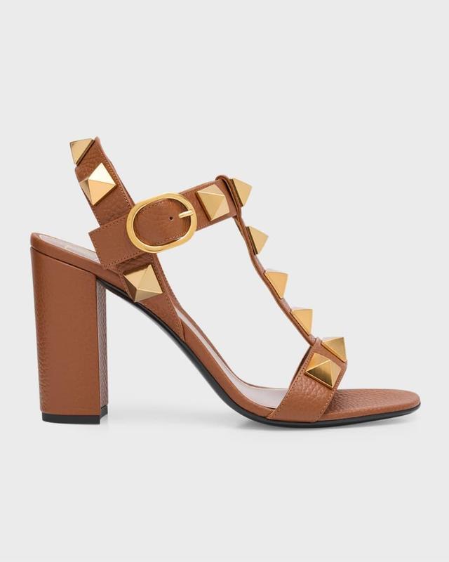 Roman Stud T-Strap Leather Sandals Product Image