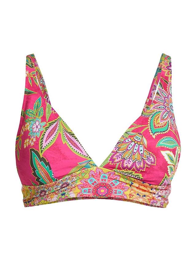 Womens Flamingo Floral V-Neck Bikini Top Product Image