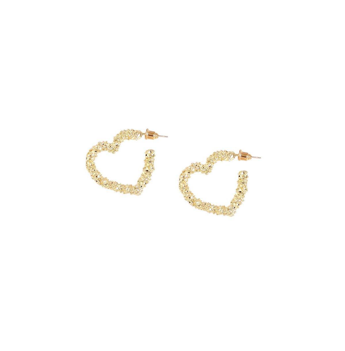 Sohi Womens Gold Heart Hoop Earrings Product Image