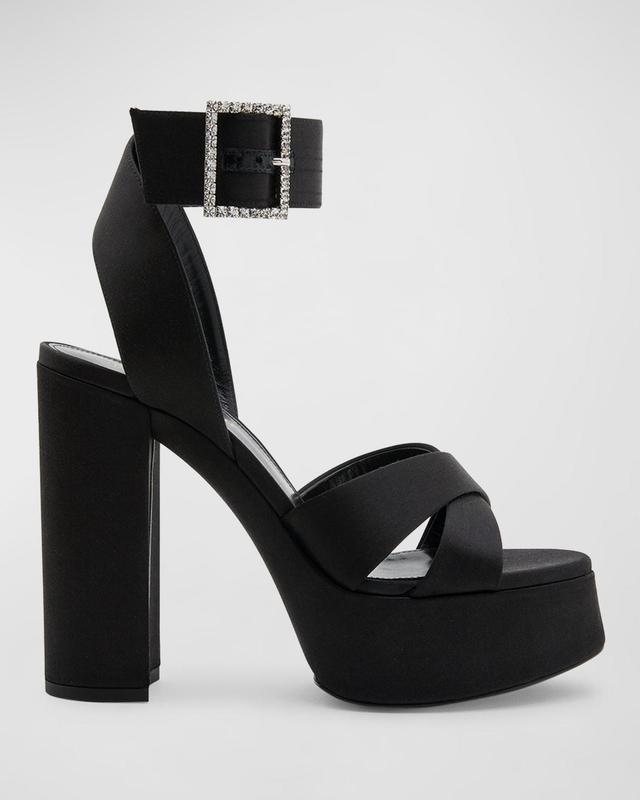 Bianca Satin Buckle Platform Sandals Product Image