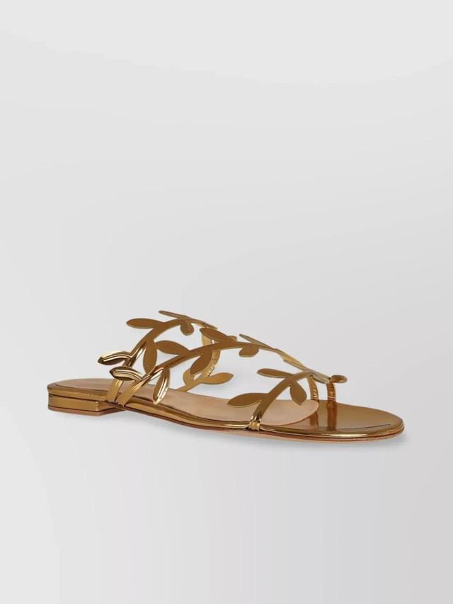 GIANVITO ROSSI Metallic Branch Flat Slide Sandals In Mekong Product Image