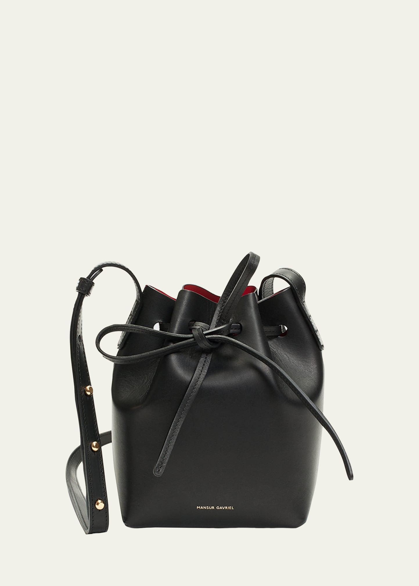 Womens Mini Leather Bucket Bag Product Image