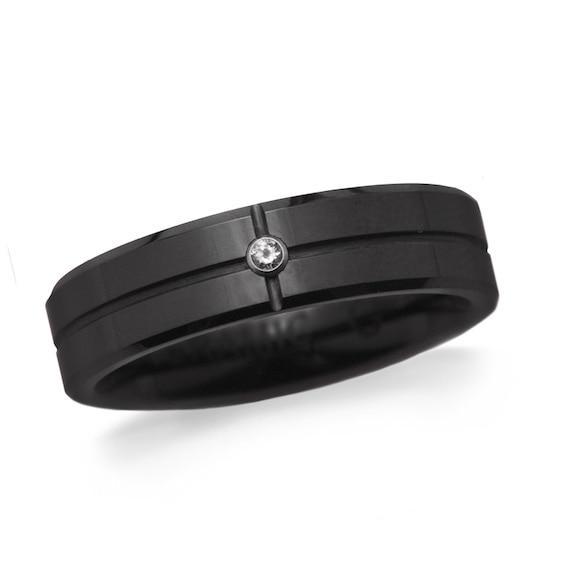 Men's 6.0mm Diamond Accent Black Ceramic Wedding Band Product Image