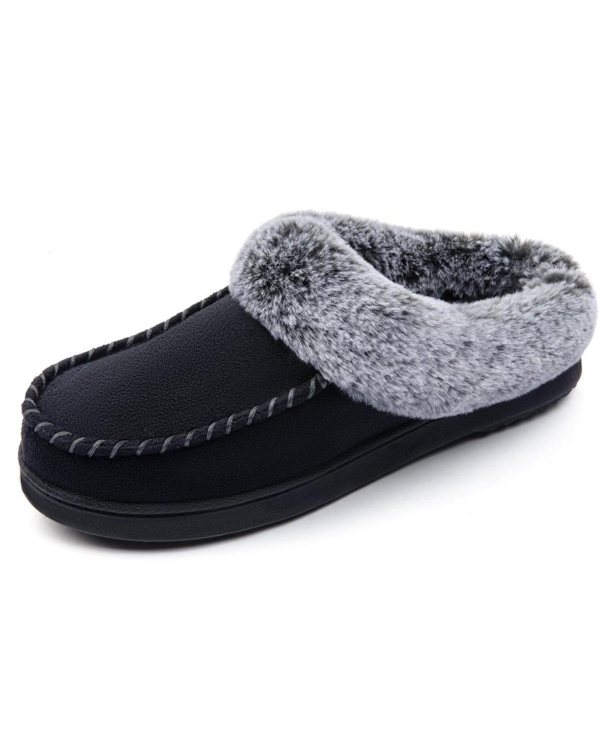 Rock Dove Womens Faux Fur Collar Moc Toe Clog Slipper Product Image