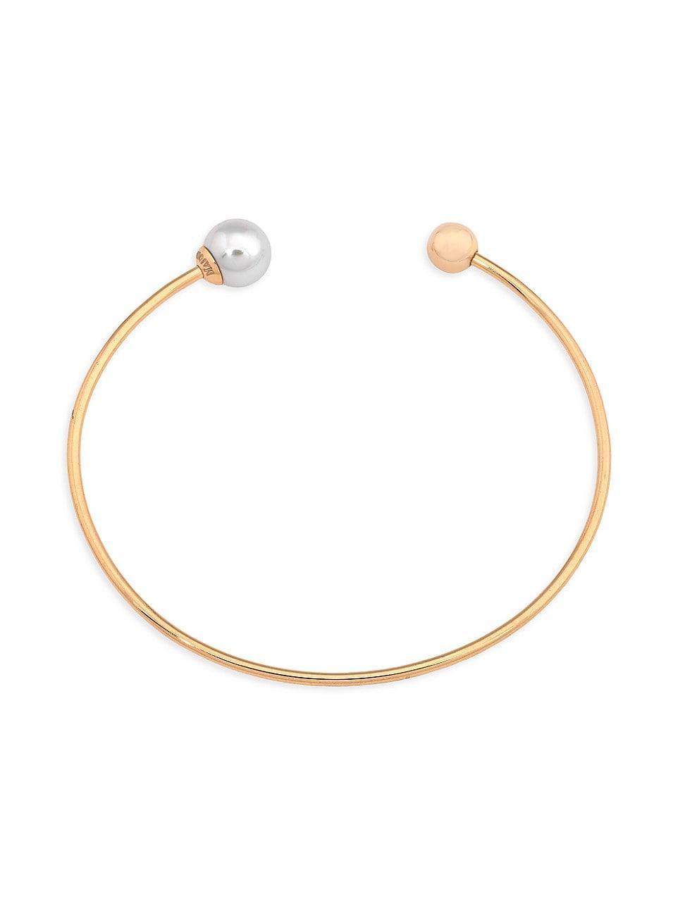 Womens Aura 18K Gold-Plated & 8MM Faux Pearl Flexible Bracelet Product Image