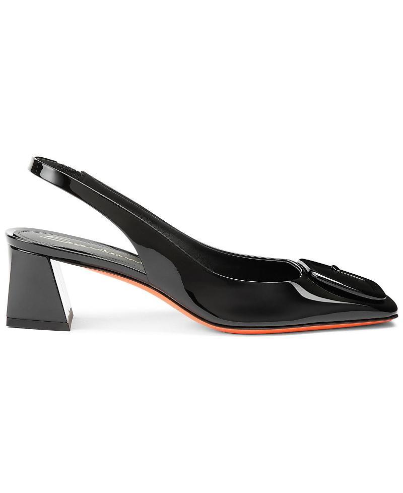 Santoni Womens Patent Leather Mid-Heel Slingback Pumps Product Image