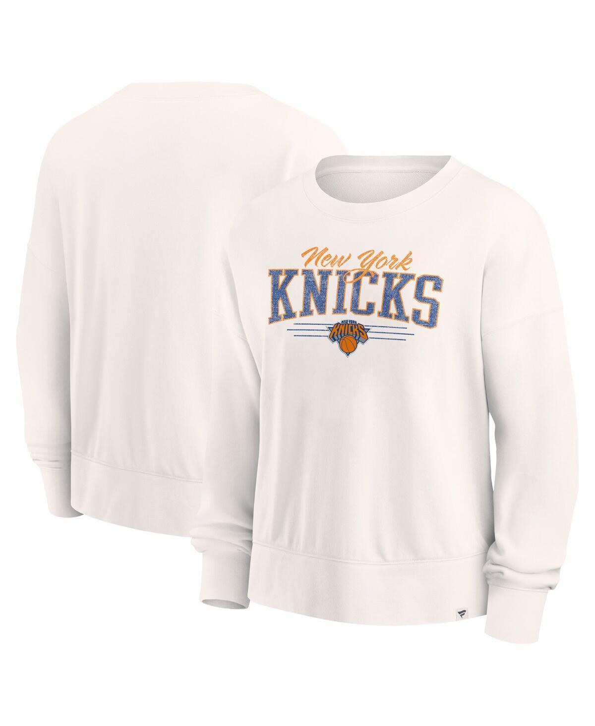 Womens Fanatics Cream Distressed New York Knicks Close the Game Pullover Sweatshirt Product Image