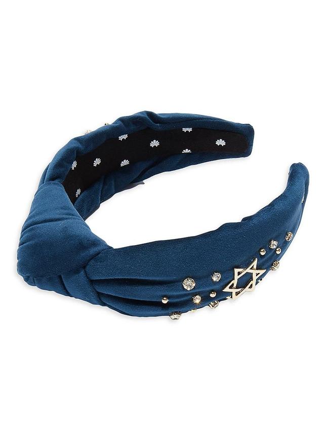 Womens Star Of David Embellished Velvet Knotted Headband Product Image