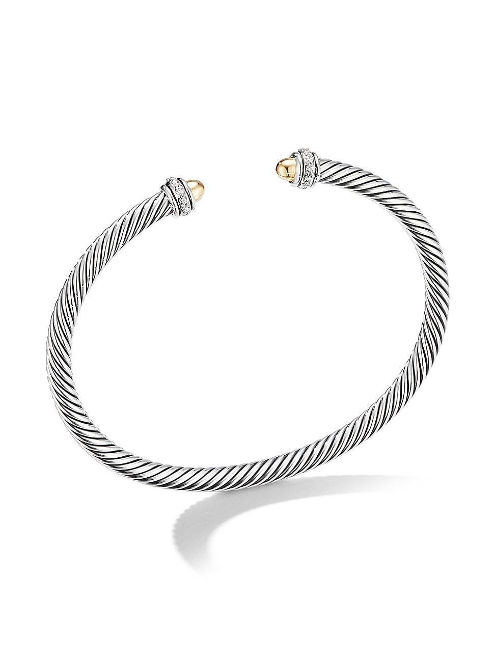 Womens Cable Classics Color Bracelet with 18K Yellow Gold Domes and Pav Diamonds Product Image