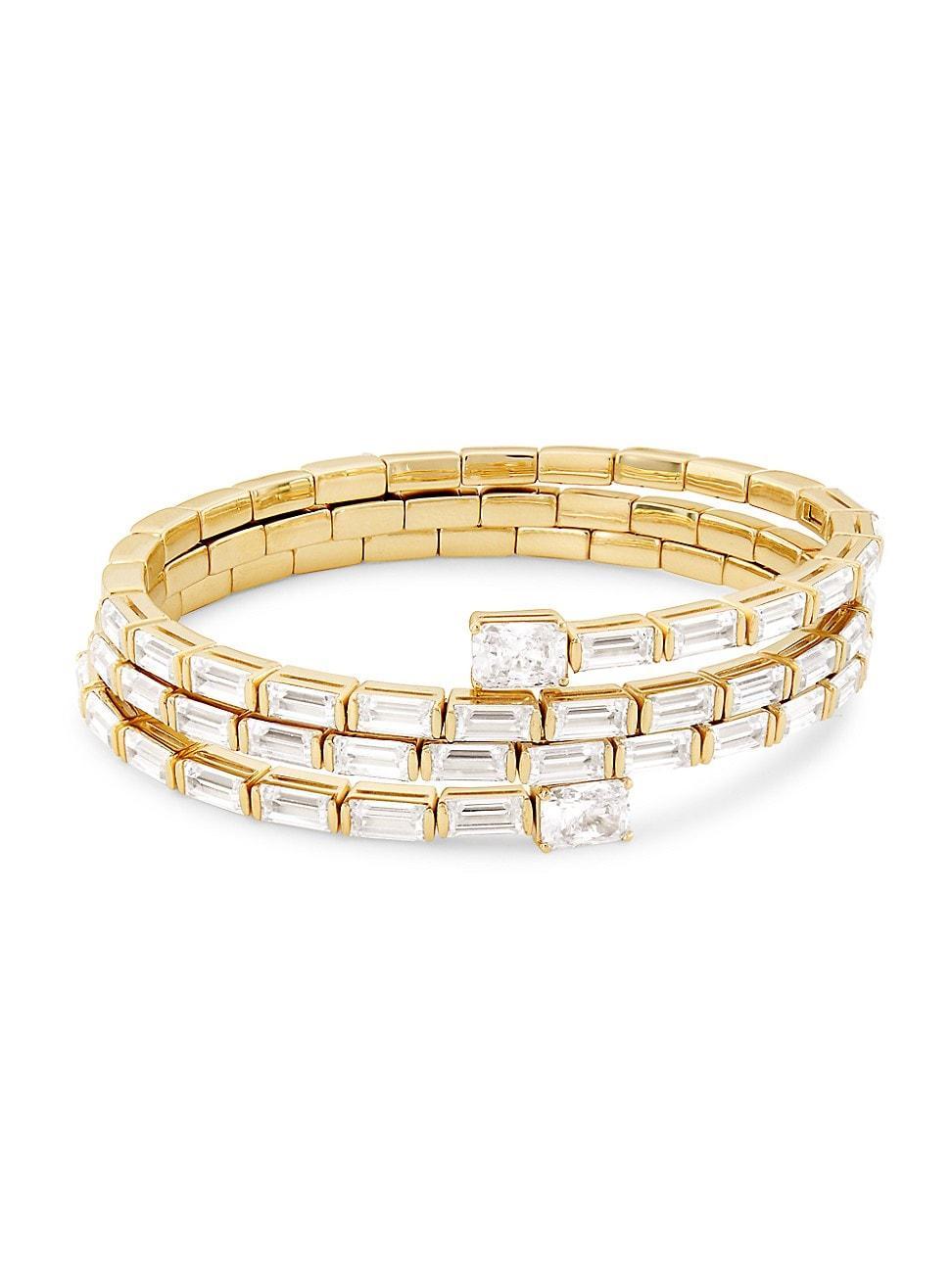 Womens Naomi 18K-Gold-Plated & Cubic Zirconia Wrap Bracelet Product Image