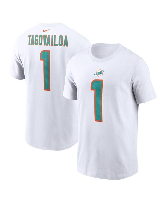 Mens Nike Tua Tagovailoa White Miami Dolphins Player Name and Number T-shirt Product Image