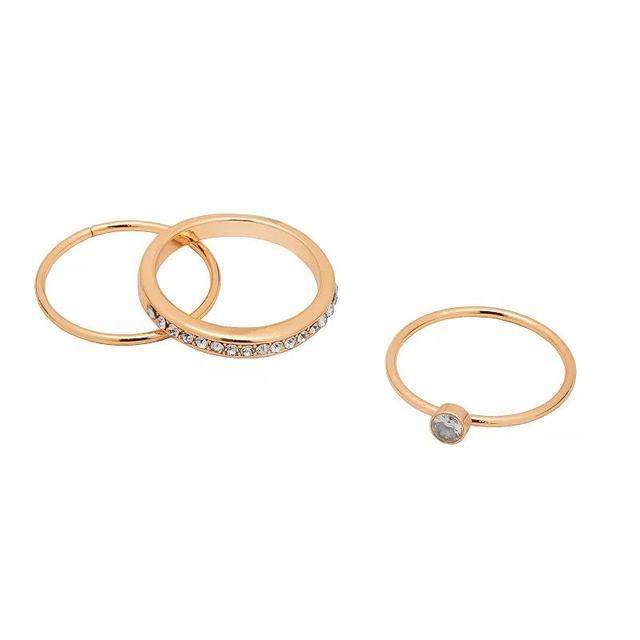 LC Lauren Conrad Gold Tone 3-Piece Stackable Ring Set, Womens Product Image