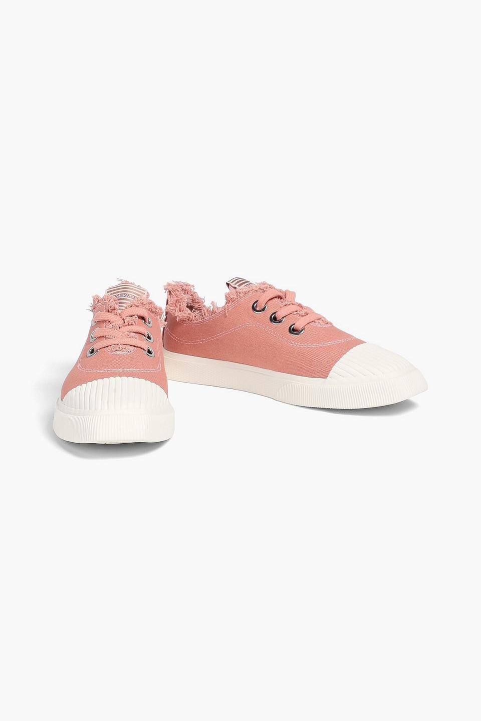 Frayed Canvas Sneakers In Antique Rose Product Image