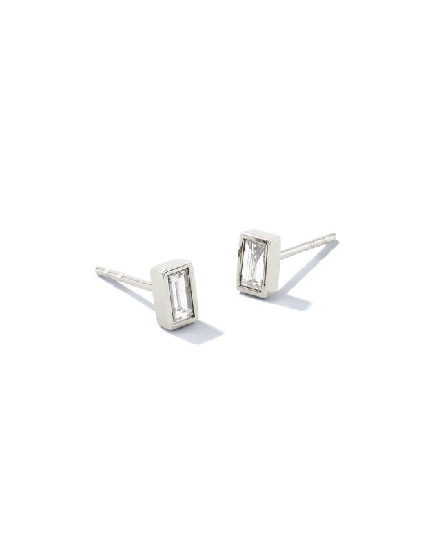 Kendra Scott Isabella 14k White Gold Stud Earrings in White Diamond | Diamonds Product Image