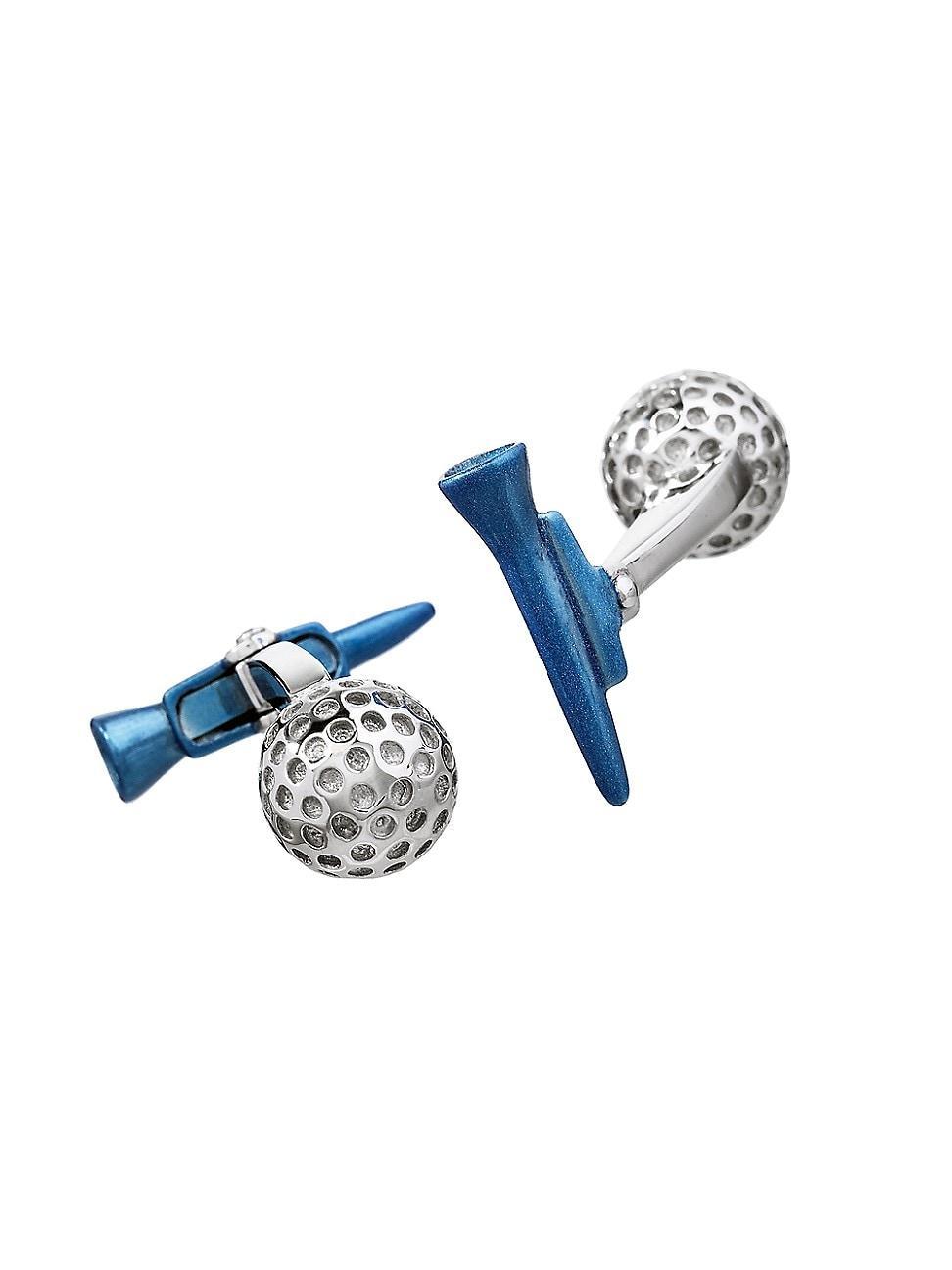 Mens Sterling Silver Golf Ball & Tee Cufflinks Product Image