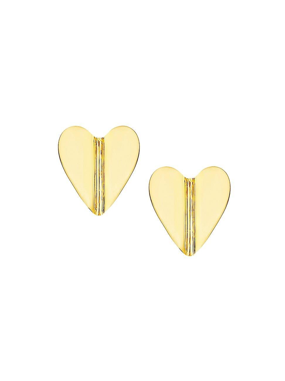 Womens Wings Of Love Medium 18K Yellow Gold Heart Studs Earrings Product Image