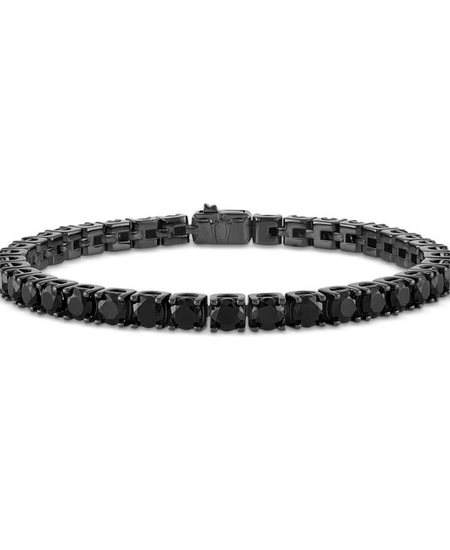 Bulova Mens Icon Black-Tone Sterling Silver Tennis Bracelet Product Image