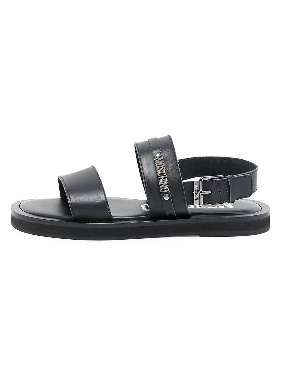 Mens Logo-Engraved Buckle Leather Sandals Product Image