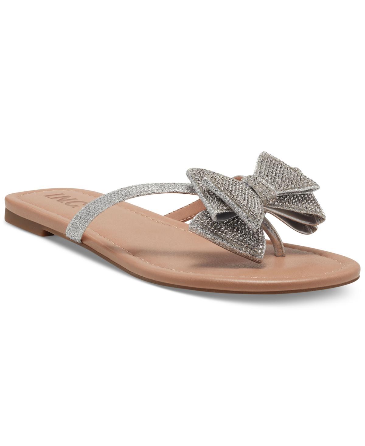 I.n.c. International Concepts Womens Mabae Bow Flat Sandals, Created for Macys - Pearl Product Image