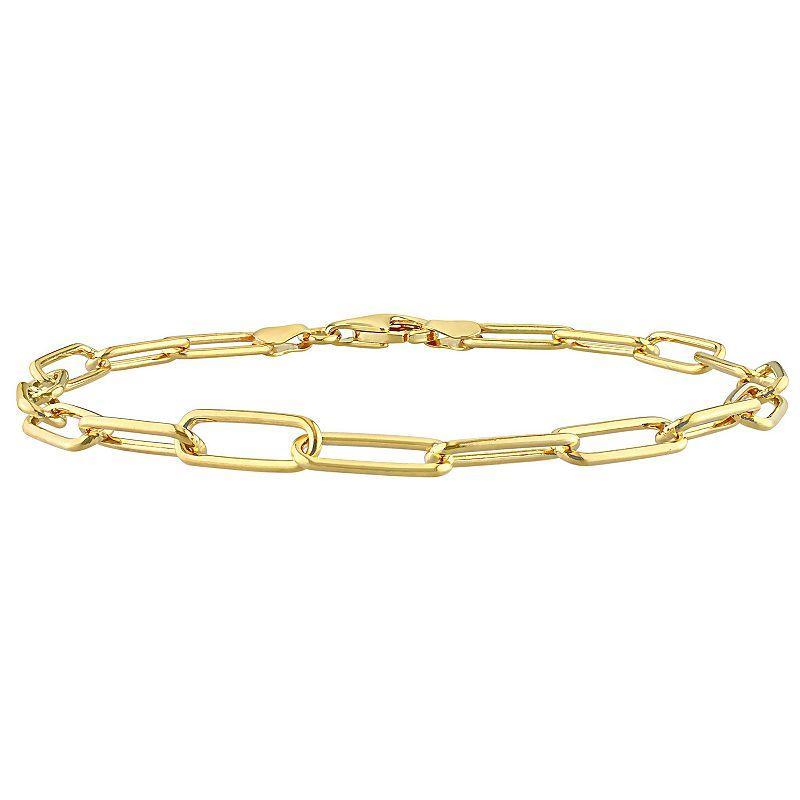 Stella Grace 18k Gold Over Silver 5 mm Paper Clip Link Chain Anklet, Womens Yellow Product Image