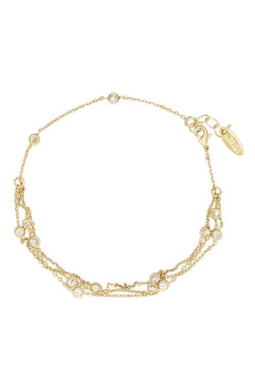 Ettika Fine Details Cubic Zirconia Triple Row Ankle Bracelet in 18K Gold Plated Product Image