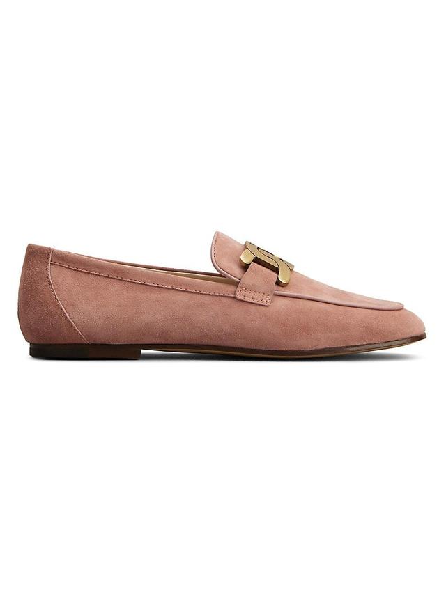 Womens Chain-Embellished Suede Loafers Product Image