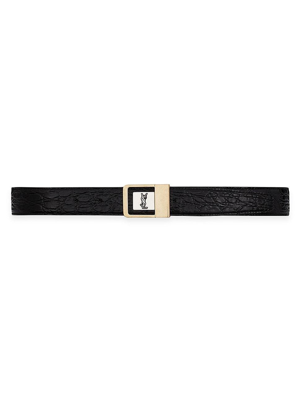 Womens Female Buckle Belt in Crocodile Embossed Leather Product Image