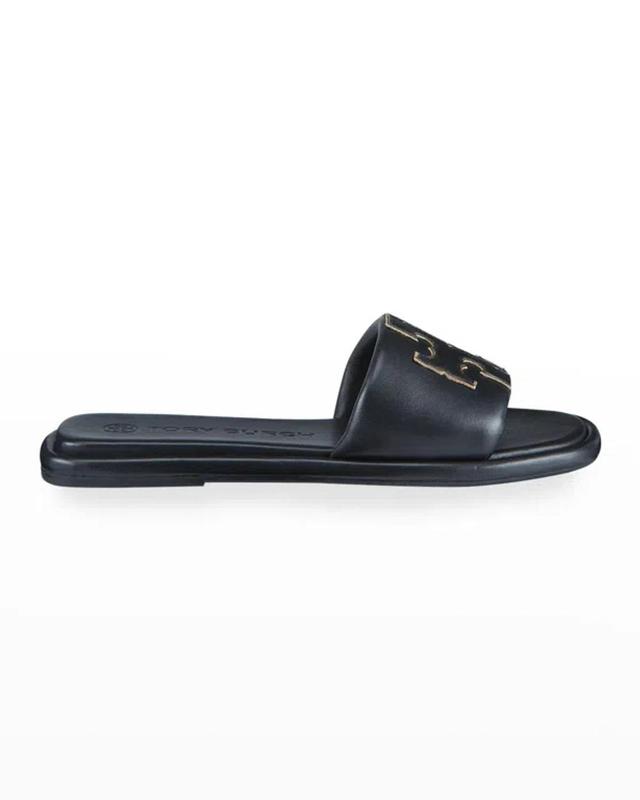 Womens Double-T Monogram Padded Leather Slide Sandals Product Image