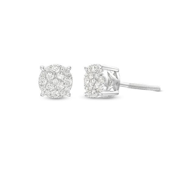 Men's 1/4 CT. T.w. Multi-Diamond Stud Earrings in 10K White Gold Product Image