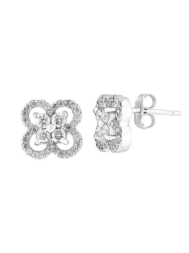 Womens 14K White Gold & 0.7 TCW Diamond Stud Earrings Product Image