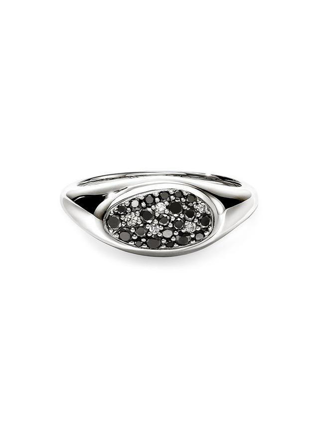 Womens Pebble Sterling Silver & 0.02 TCW Pav Black & White Diamond Ring Product Image