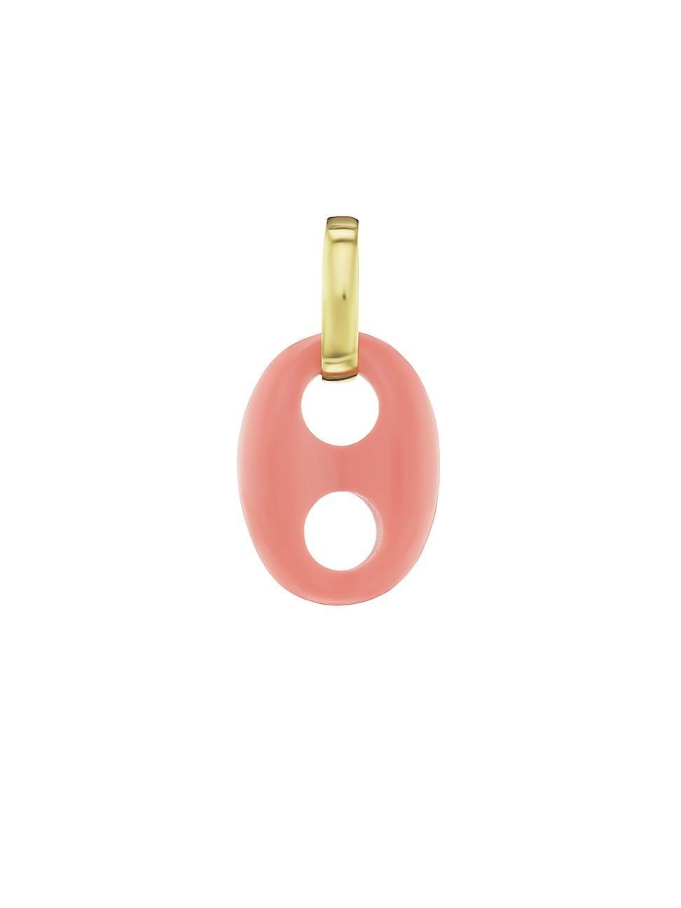 Womens 18K Yellow Gold & Pink Coral Mariner Link Charm Product Image