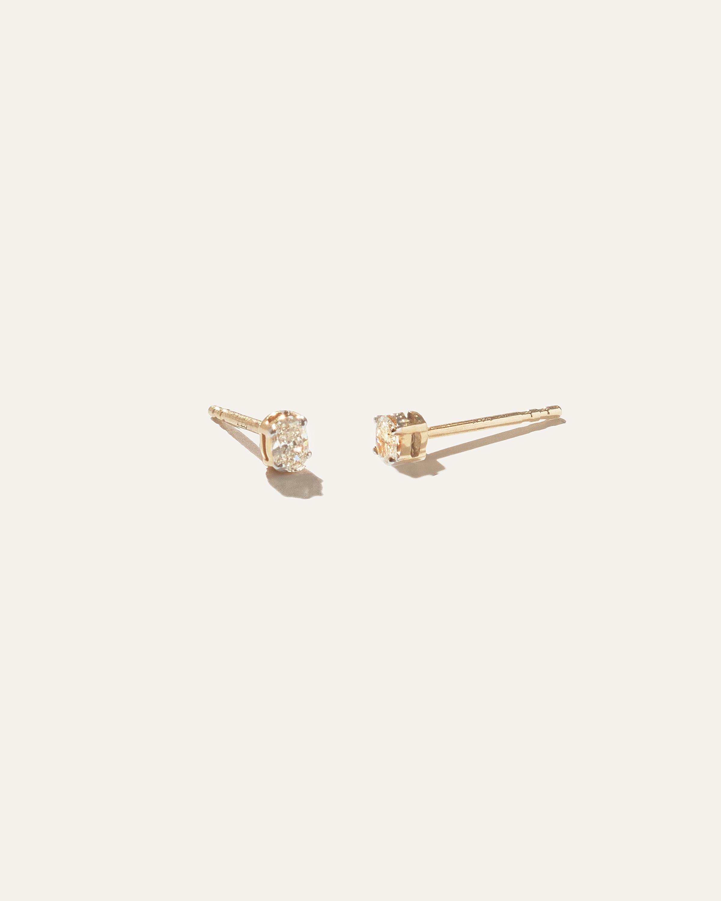 14K Gold Petite Oval Diamond Studs Product Image