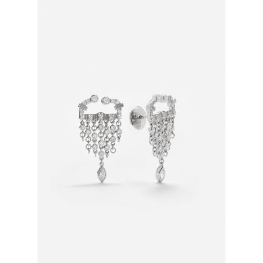 PAIRE DE BOUCLES D’OREILLE SCORPIO DIAMANTS OR BLANC Product Image