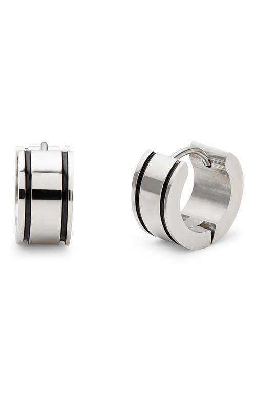 Brook and York Mens Stripe Stainless Steel Hoop Earrings Product Image