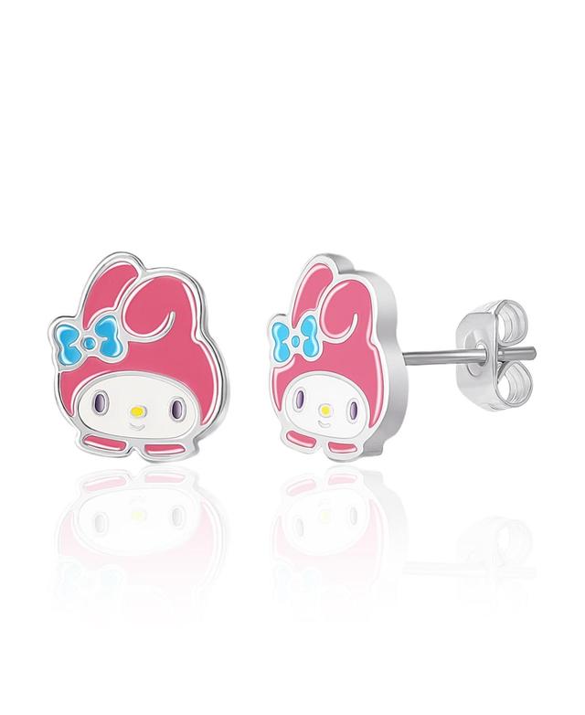 Sanrio Womens Hello Kitty and Friends Silver Plated and Enamel Stud Earrings - My Melody, Officially Licensed - Purple, blue Product Image