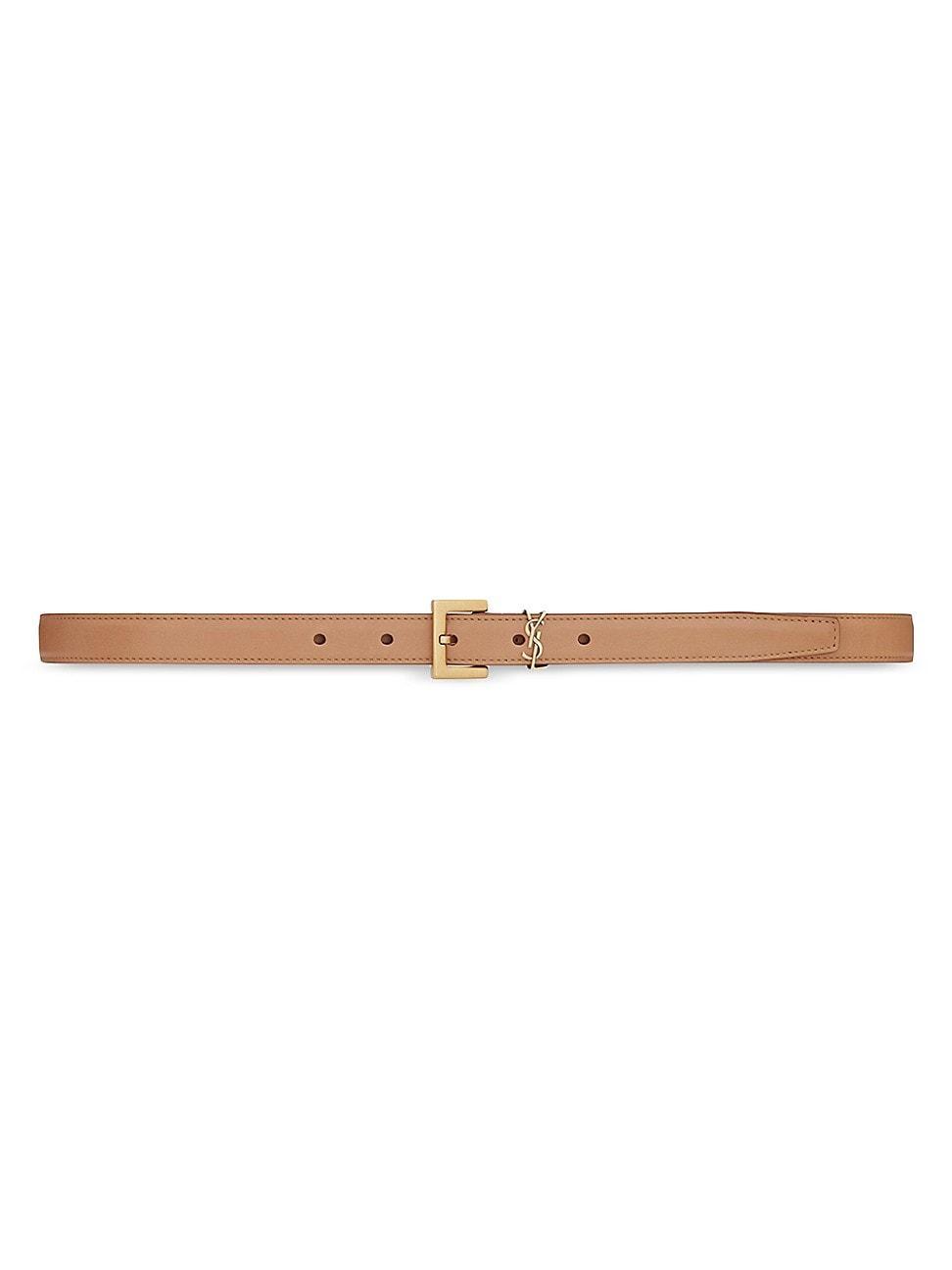 Womens Cassandre Thin Belt with Square Buckle in Vegetable-tanned Leather Product Image