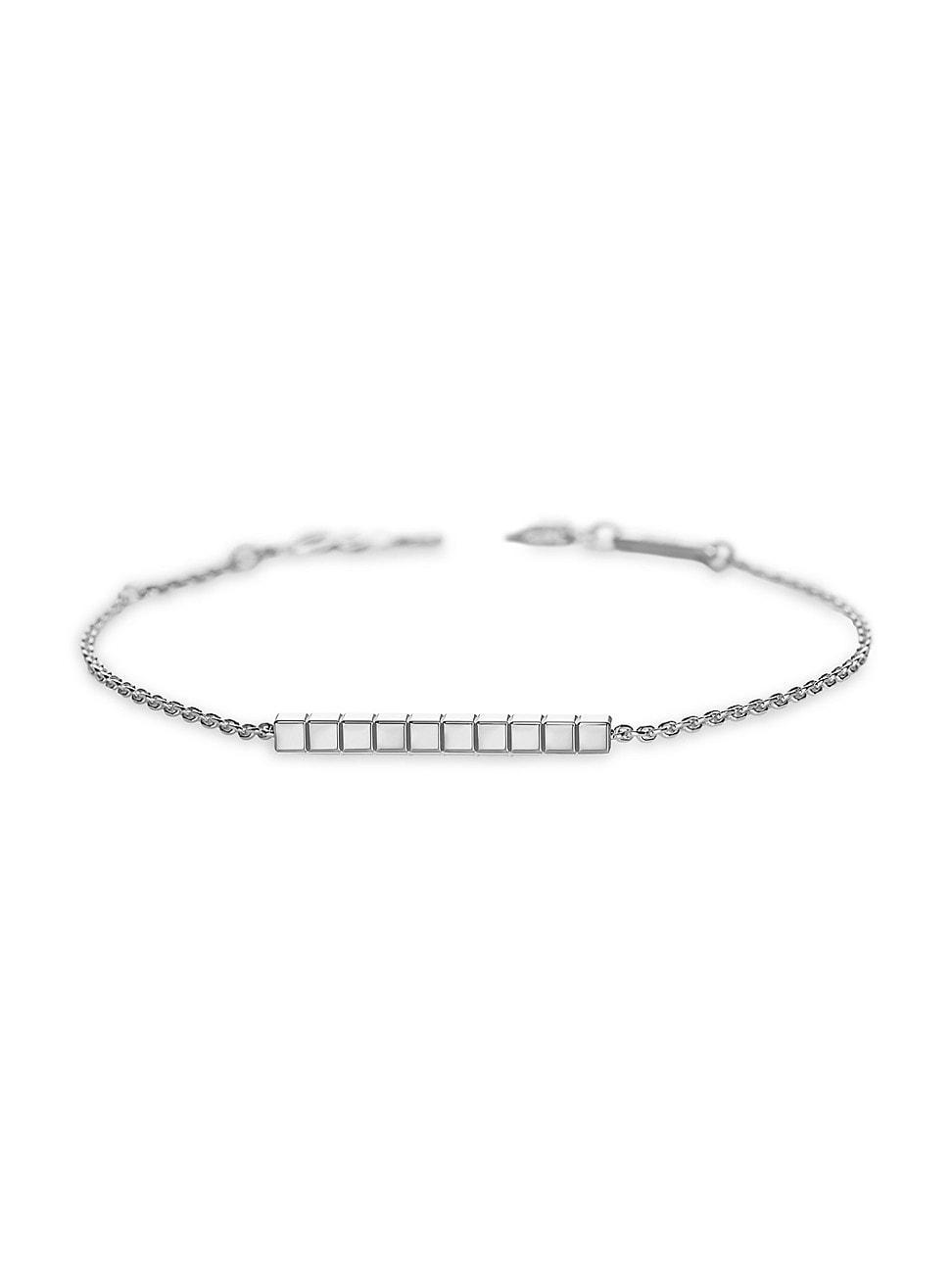 Womens Ice Cube 18K White Gold Chainlink Bracelet Product Image