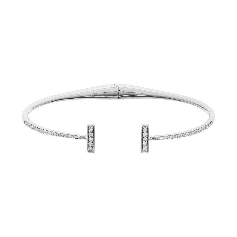 Sterling Silver 1/3 Carat T.W. Diamond Hinged Bangle Bracelet, Womens Product Image