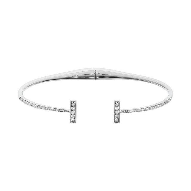 Sterling Silver 1/3 Carat T.W. Diamond Hinged Bangle Bracelet, Womens Product Image