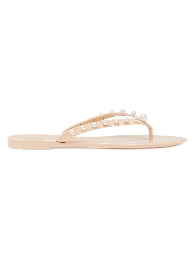 Womens Glide Jelly Imitation Pearl-Embellished Flip-Flops Product Image