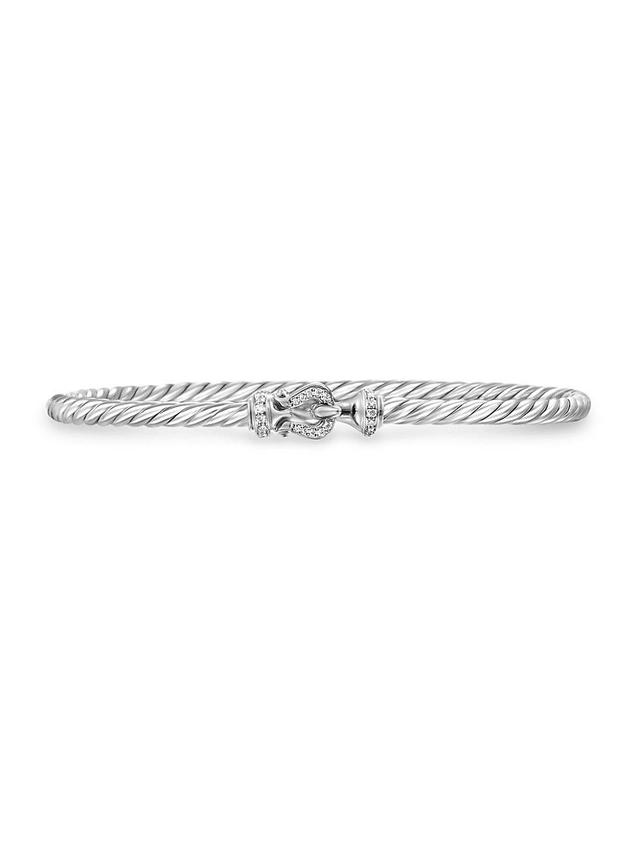 Womens Buckle Classic Cable Bracelet in Sterling Silver Product Image