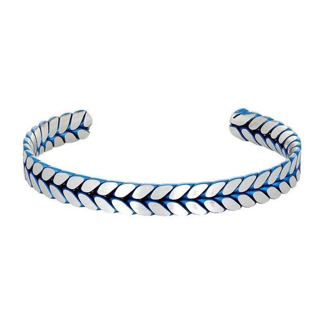 Mens LYNX Blue Ion-Plated Stainless Steel Bangle Bracelet Two Tone Product Image