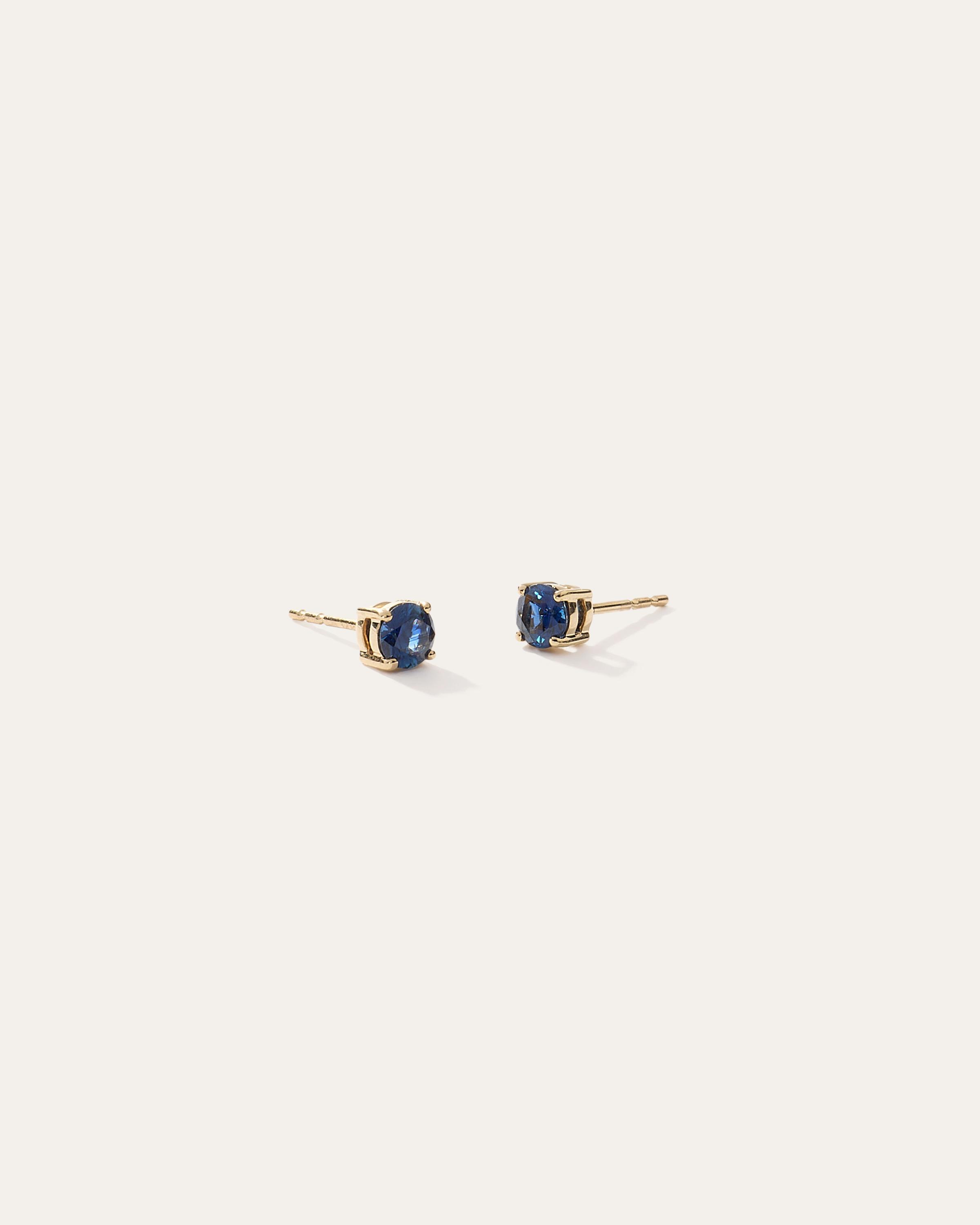 14K Gold Gemstone Solitaire Studs Product Image