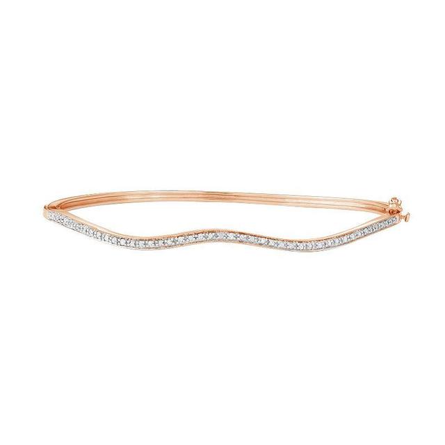 14k Gold Over Silver 1/10 Carat T.W. Diamond Wave Bangle Bracelet, Womens, Gold Tone Product Image