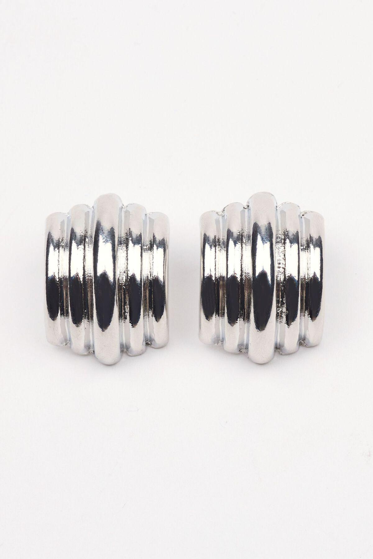 Lined Curve Button Earrings Product Image