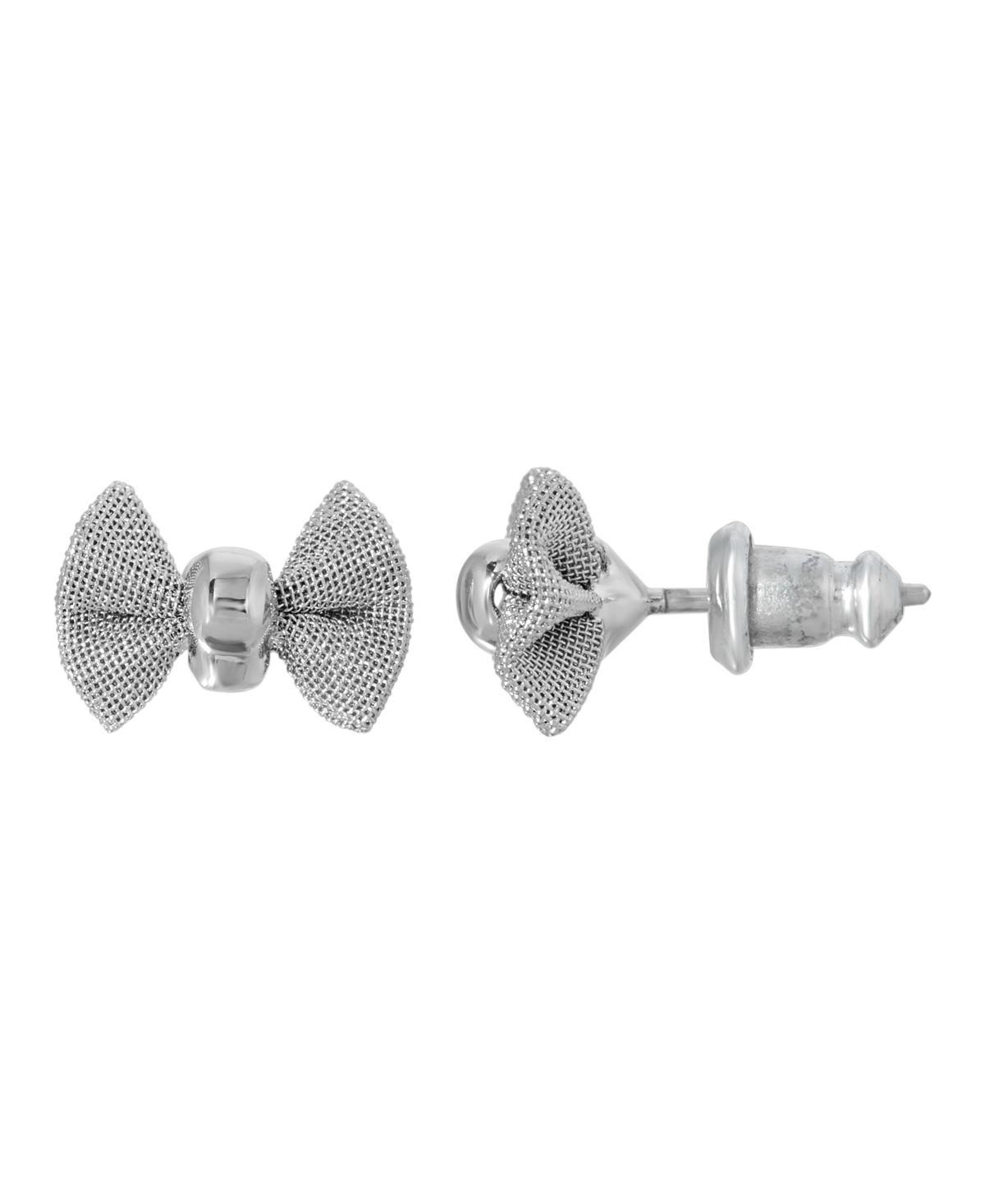 1928 Small Bow Stud Earrings, Womens, Silver Tone Product Image