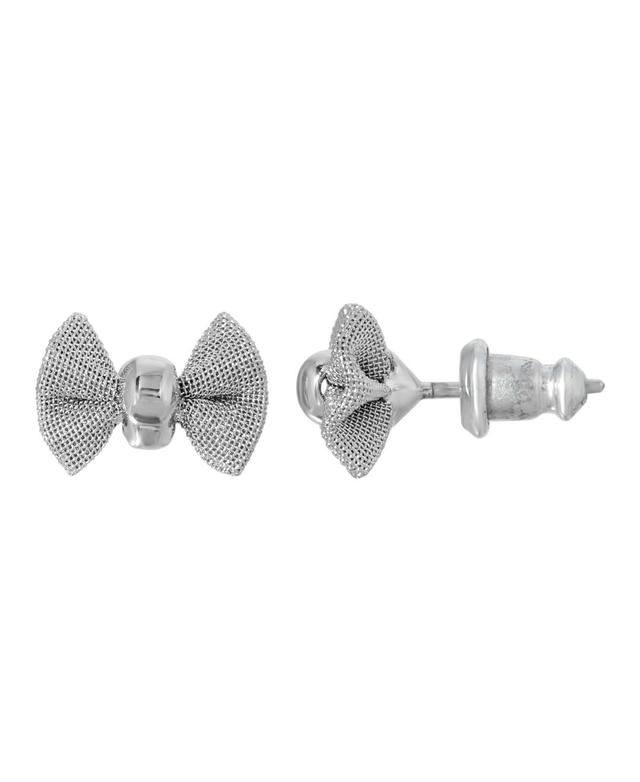 1928 Small Bow Stud Earrings, Womens, Silver Tone Product Image