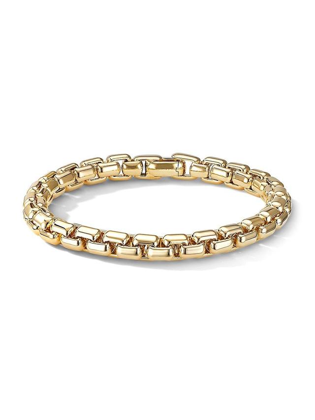 Mens Box Chain Bracelet in 18K Yellow Gold, 7.3MM Product Image